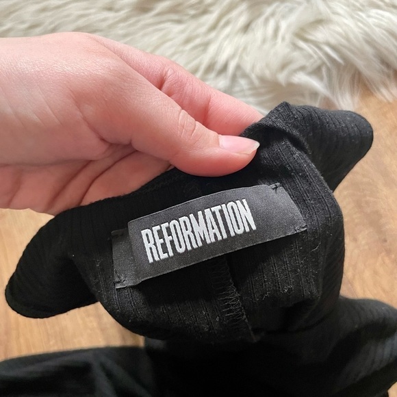 REFORMATION Black Ribbed Bliss Dress - Picture 5 of 5